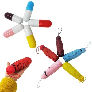 Image of Portable Cheap Folding Light Weight Anti UV Rain Mini 5 Fold Capsule Umbrella