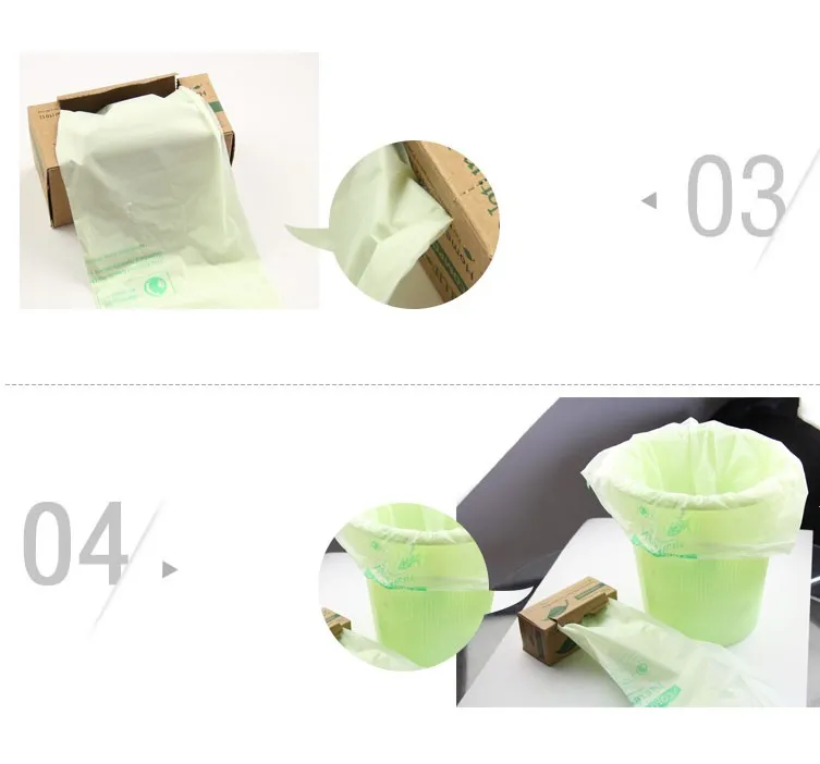 5_Customized 100% Starch PLA Biodegradable Compostable Disposable Trash Garbage Waste Packaging Bags T-shirt Shopping bags