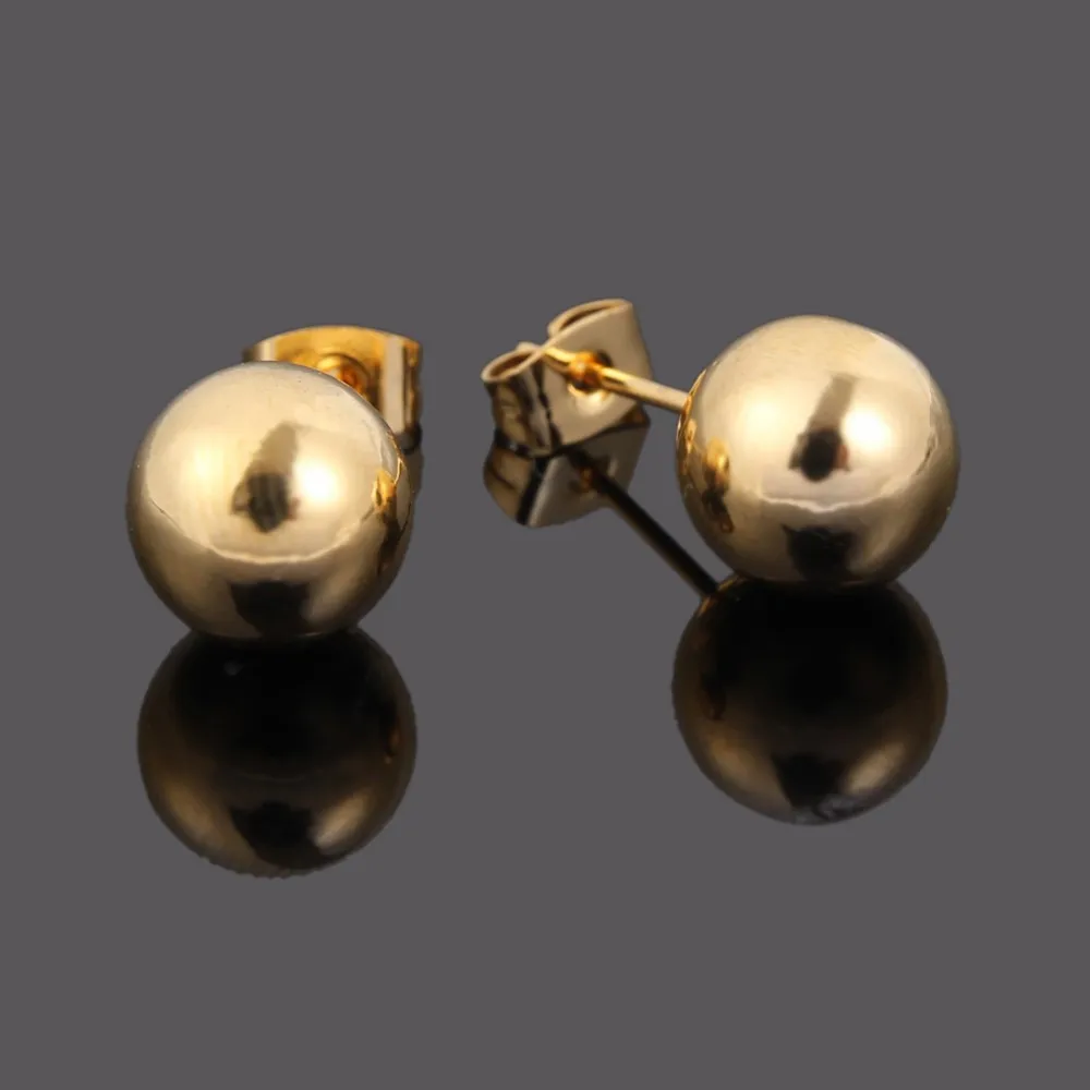 10K Classic and Traditional 6mm Yellow Gold Ball Stud Earrings