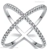 2020 new design 925 sterling silver finger rings jewelry pave cz LONG spike CROSS x full finger ring for women