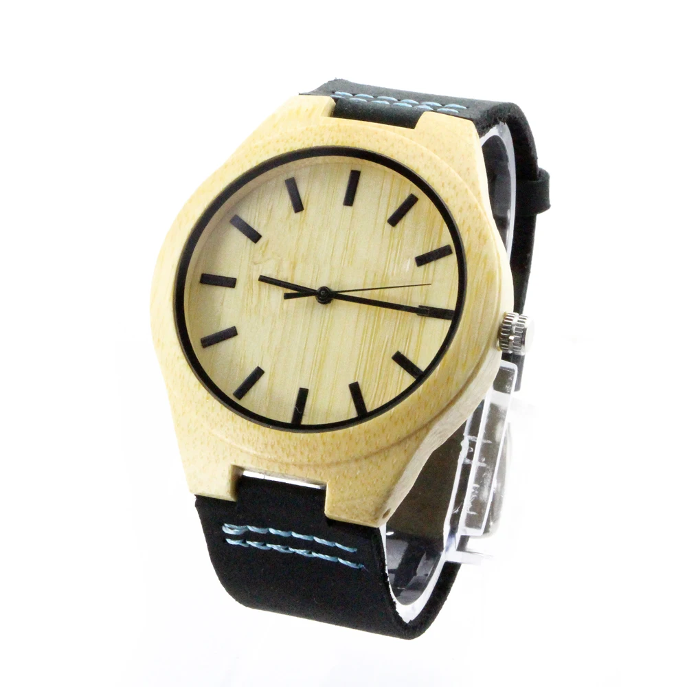 

SKYMOOD Men Wood Watch With Leather Planet Wrist Watch Shopping, Ebony wood material