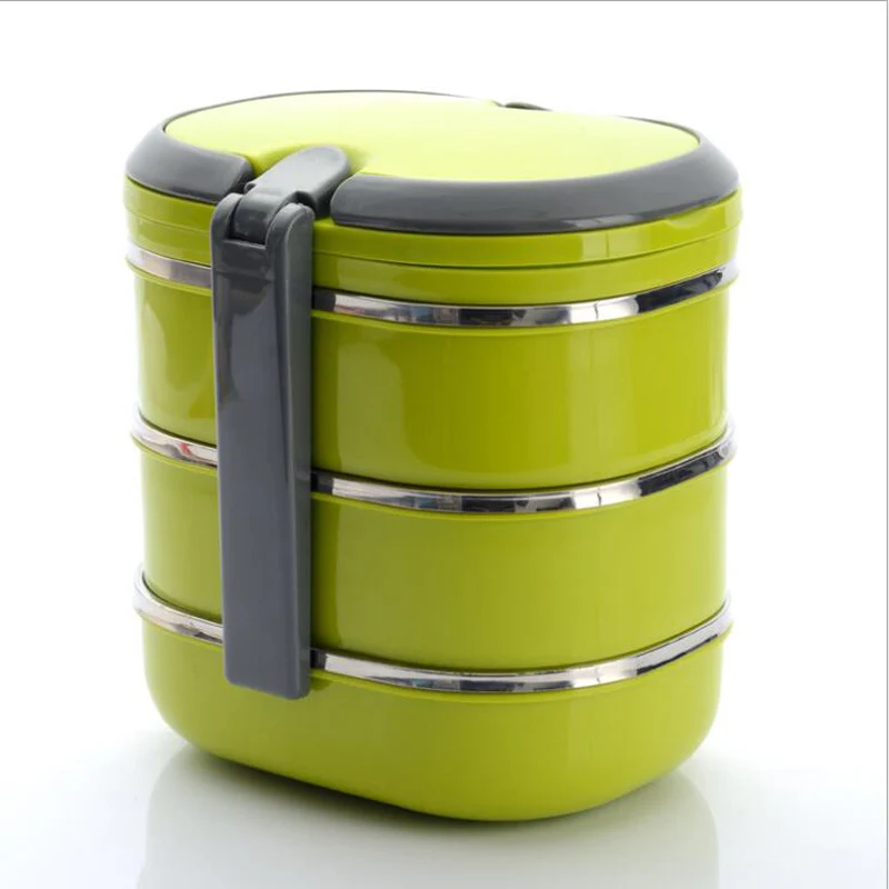 

Portable 3 Layer Lunch Box Rectangle Airtight Plastic Leakproof Stainless Steel Lunch Box For Kids