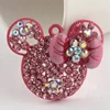 New Style 36*42mm Lovely Pink Metal Jewelry Pendant Chunky Rhinestone Alloy Crystal Charms