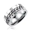 Titanium steel black personality Roman numeral ring Rotating chain cable chain ring