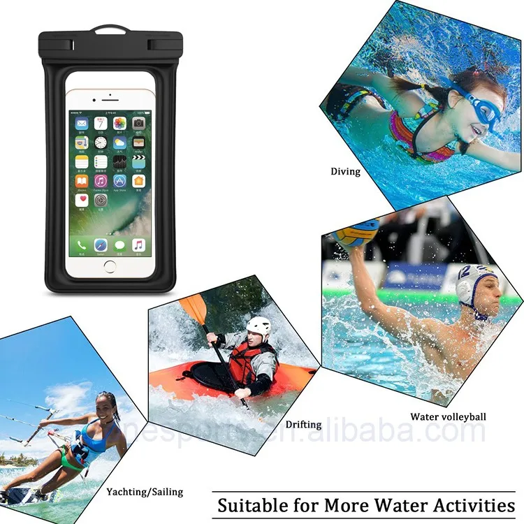 Outdoor Floating TPU Touch Screen Waterproof Bag For Cell Phone Fingerprint Unlock For Iphone 12/12 Pro
