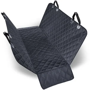 Image of Printed beautity logo dog car seat belt cover with side flap dog blanket for car
