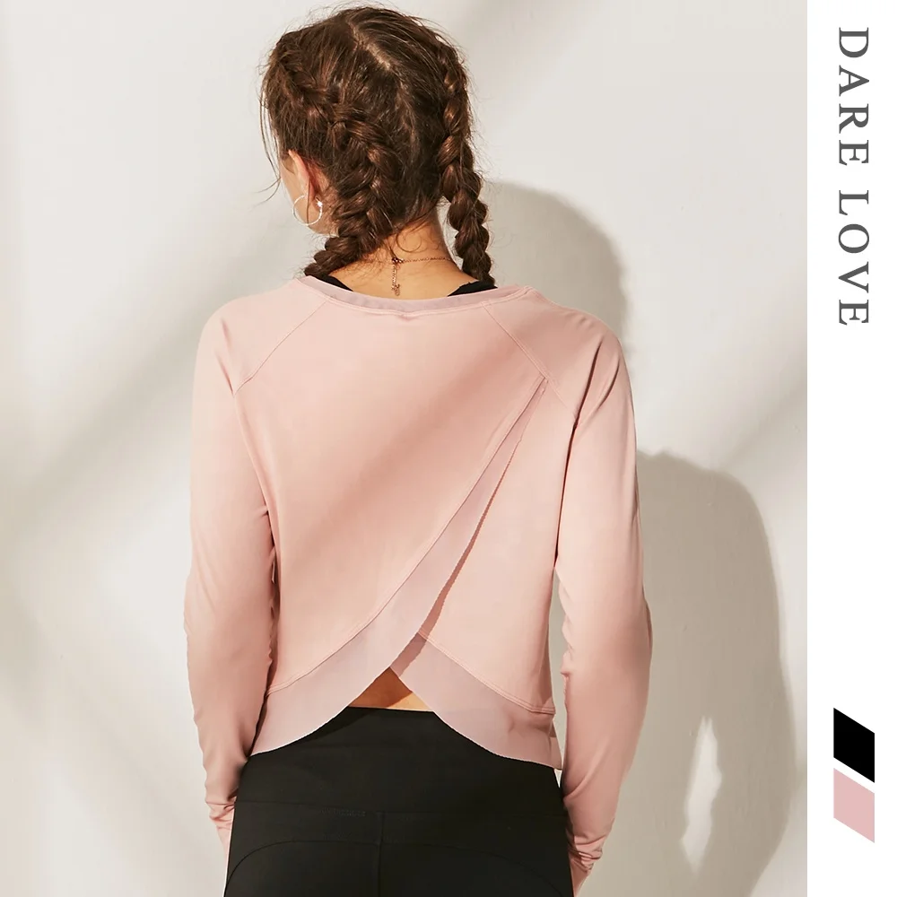 

Wholesale fitness top long sleeve dry fit running women yoga wear t shirt, 2 colors