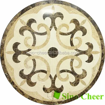 Crema Marfil Marble Tile Round Mosaic Foyer Medallion Floor