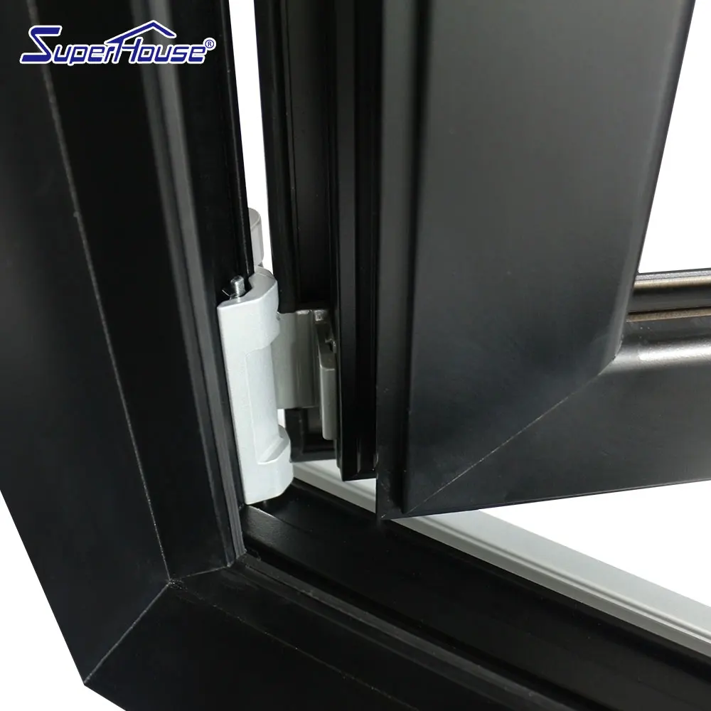 aluminium black threel panels vertical bi-folding windows for kitchen