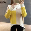 2019 Patchwork Multicolor Women Winter Sweater Jumper Ladies Female Knitted Pullover Sweater for Women