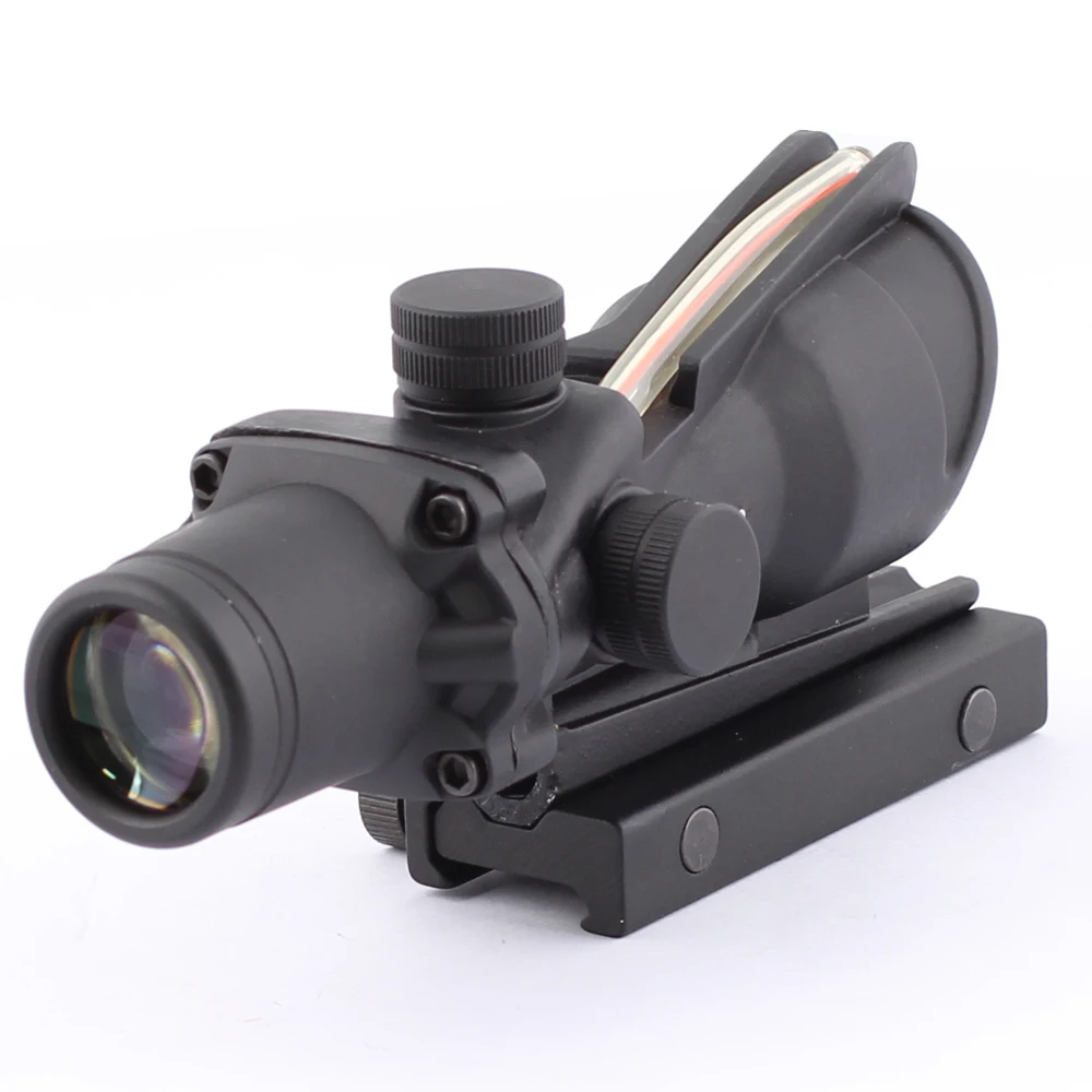 

SPINA Hunting 4X32 Scope red Fiber Source Illuminated Optic Scope Tactical Riflescope Gear Outdoor Hunting, Black