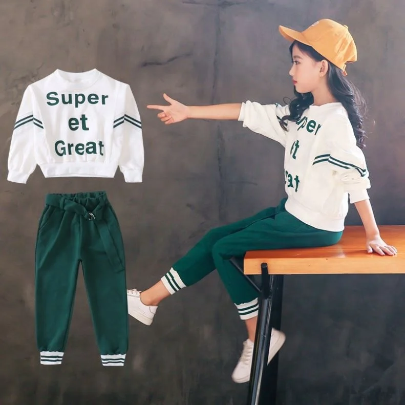 2018 Hot Selling New Designs Autumn  Long Sleeve  Hoodie Sweater Baby Girl 2 Pcs Set  baby girls casual baby clothes girl set
