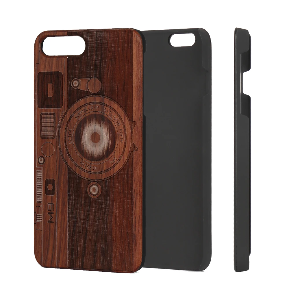 

2019 WinWin Case High Quality Real Hard Black Wood + PC Phone Cover for iPhone 8 plus