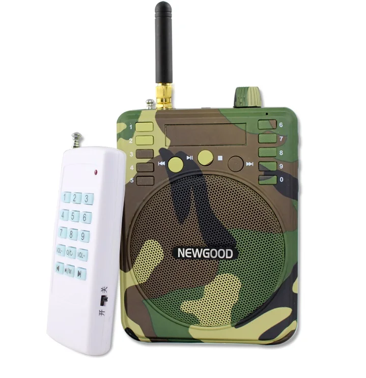 

Wireless Volume Camouflage Hunting Trap Portable Amplifier Remote Control Bird Caller Speaker with FM Radio Memory Card USB Port, Camouflage hunting trap portable amplifier speaker