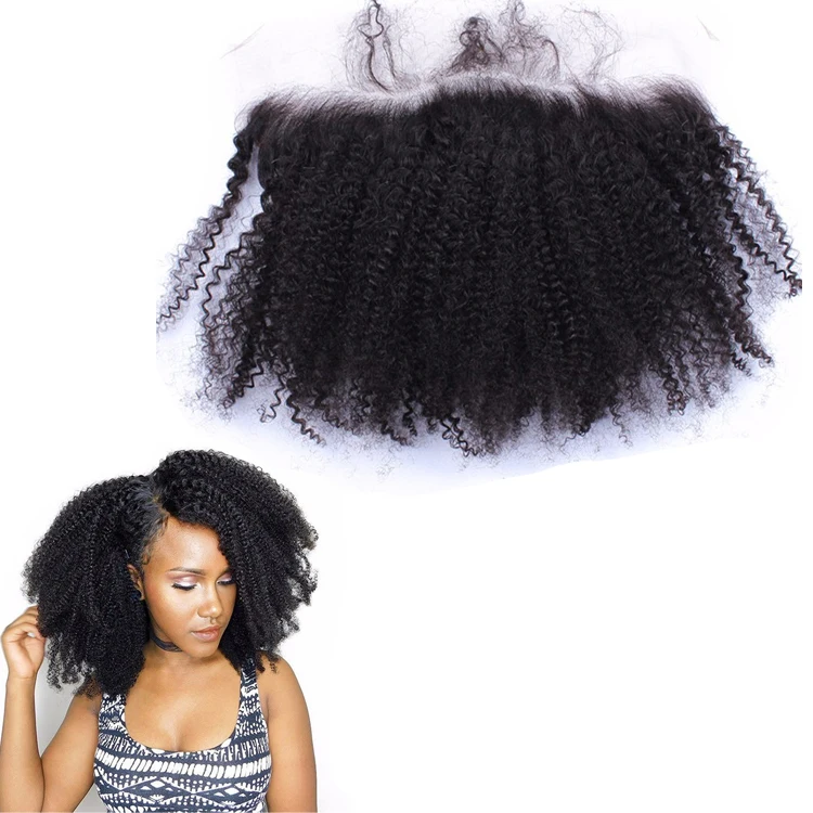 

YF 13*4 Lace Frontal Closure Pre Plucked With Baby Hair Mongolian Afro Kinky Curly Natural Black Human Hair, N/a