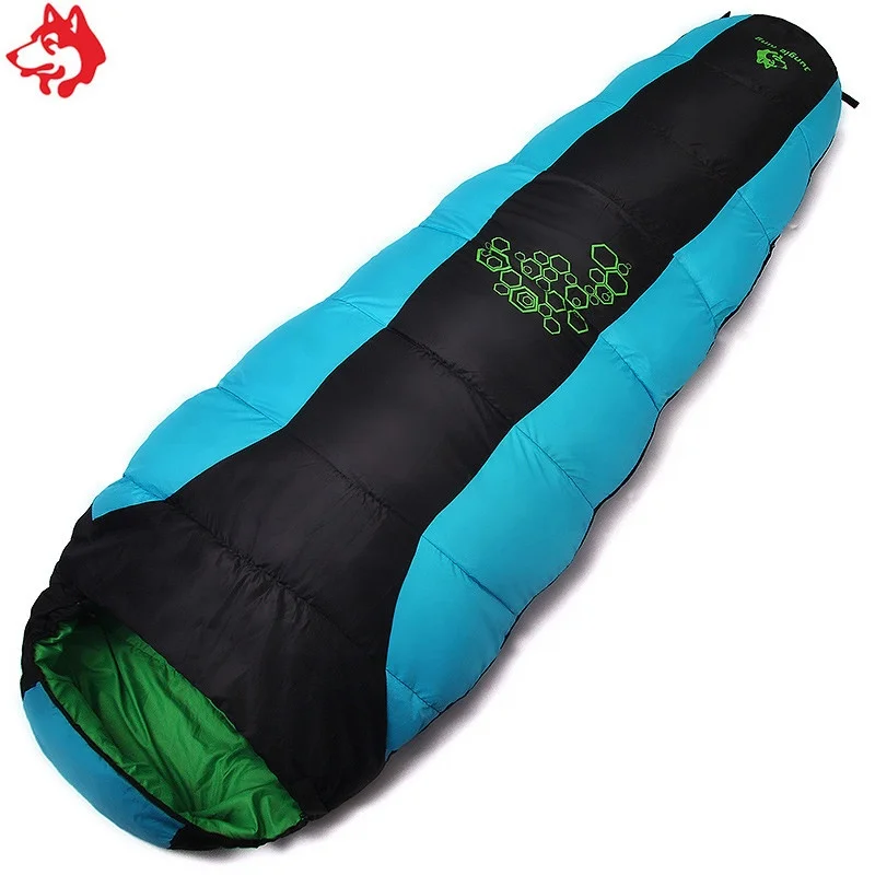 

Mummy Portable Lightweight Adults Camping Outdoor Travelling Cotton Sleeping Bag With Free Compression Sack, Blue/grey/red