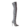 guangzhou Factory Supply Sexy Ladies Fashionable Snake Skin Heel Boots