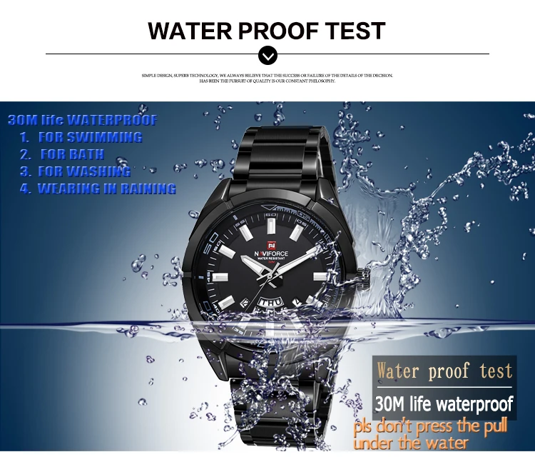 NAVIFORCE 9038 watch Luxury Brand Quartz Watch Men Waterproof Sport Watches Full steel Black Wristwatches relogio masculino