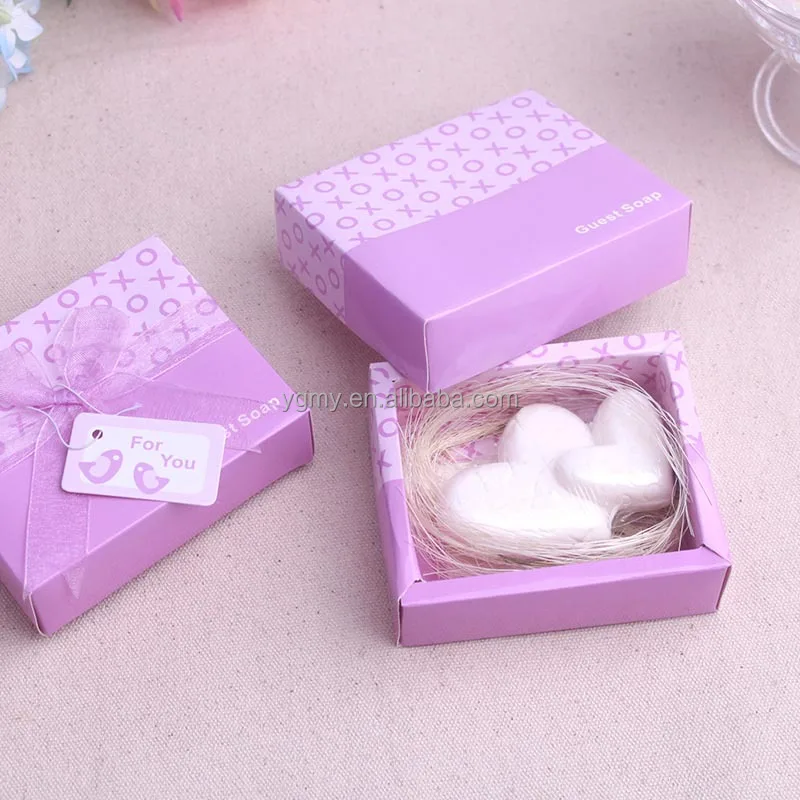 

Double Heart Scented Soap in Gift Box Wedding Favors Soap, Violet