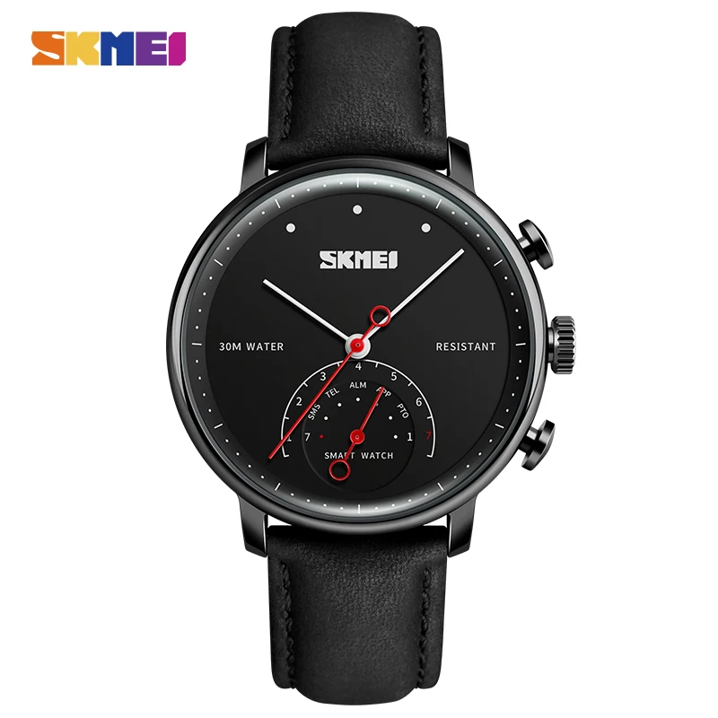 

2017 skmei design men new smart watchleather straps available japan movement quartz alloy case CE/ROHS watch H8, N/a