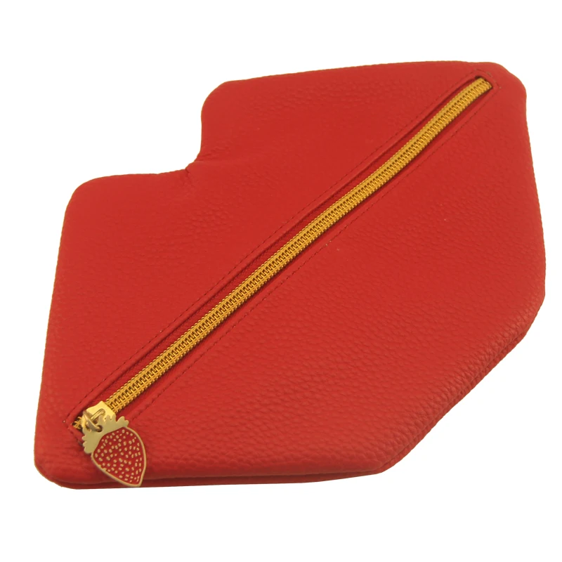 

Custom sexy mouth shaped litchi grain PU cosmetic bag/make up bag