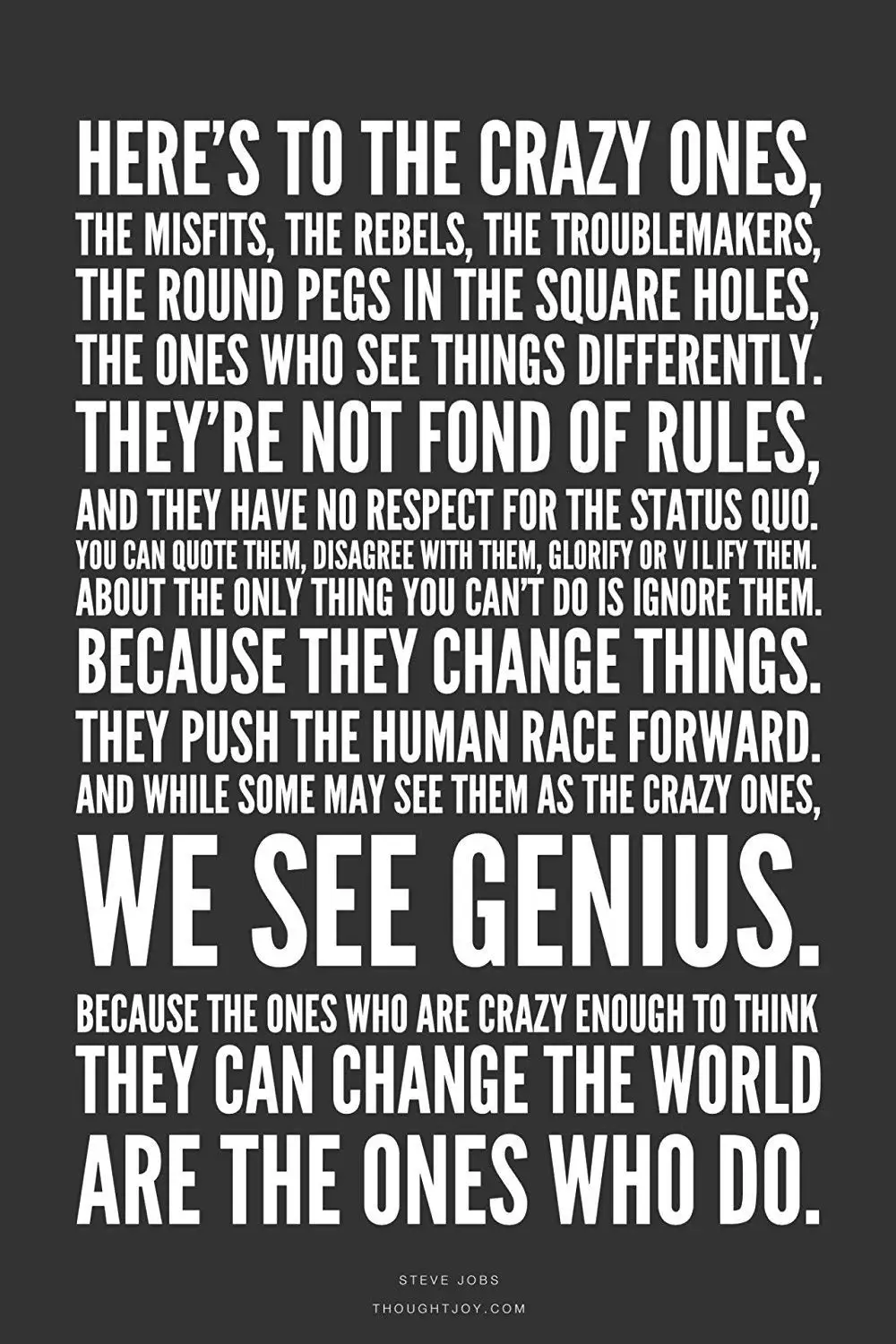 Buy Steve Jobs Poster Heres To The Crazy Ones Quote 12 X36 Motivational And Inspirational Wall Decor Poster Print Apple Think Different Poster In Cheap Price On Alibaba Com