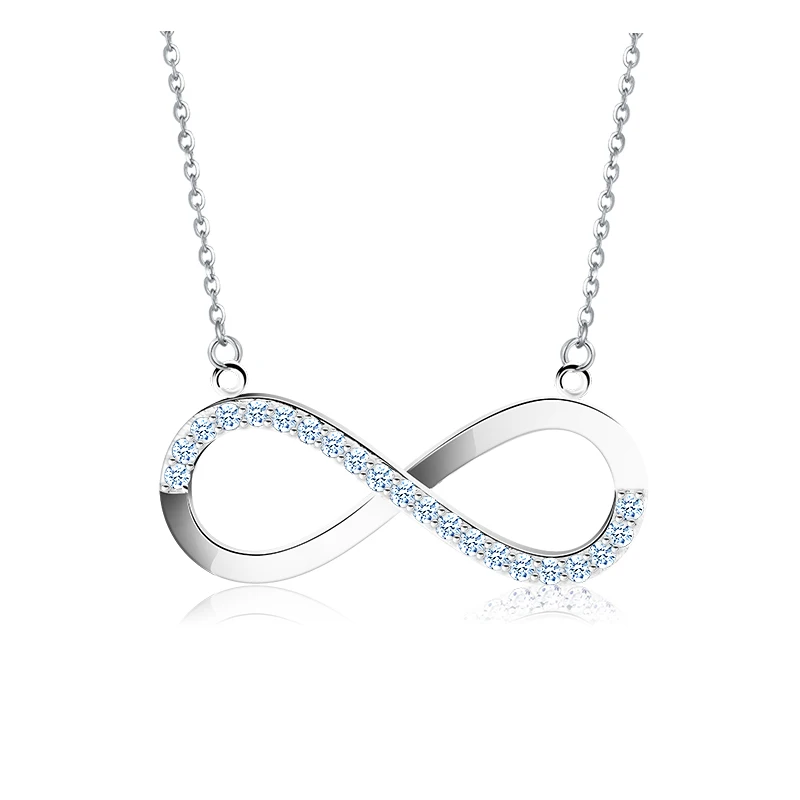

RINNRIN ON112 Infinity Pendant Necklace Brilliant Austrian CZ Silver for Women