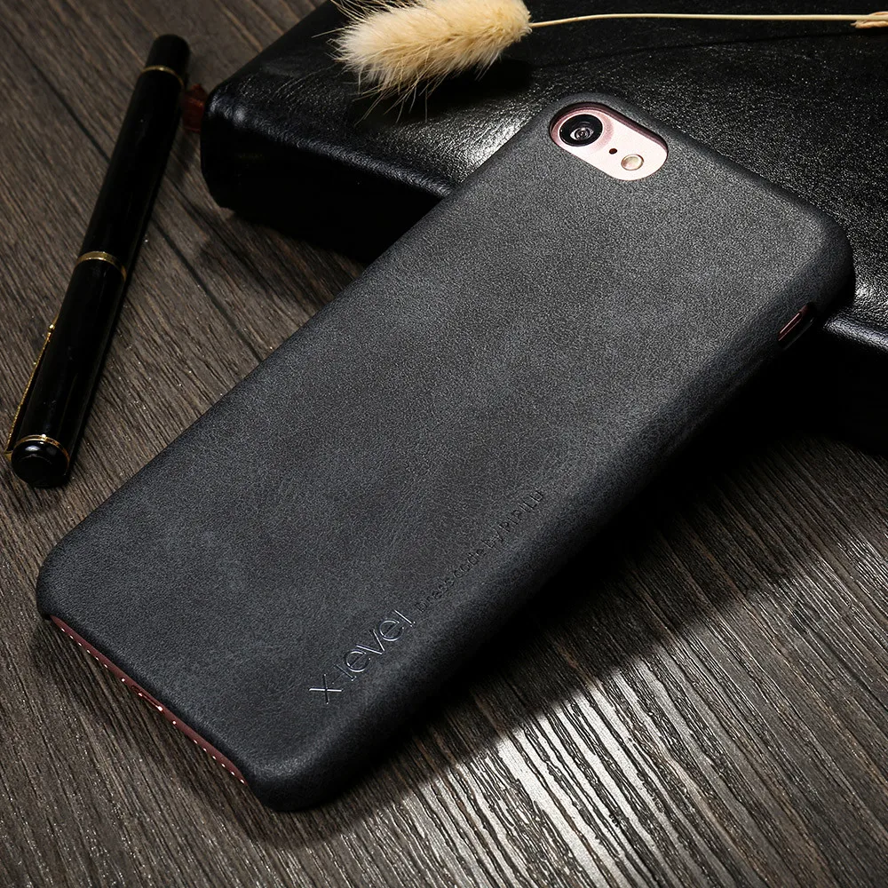 

Factory Sale Custom Logo Ultra Thin Vintage Leather PU Case For Apple iPhone 7, Dark coffee