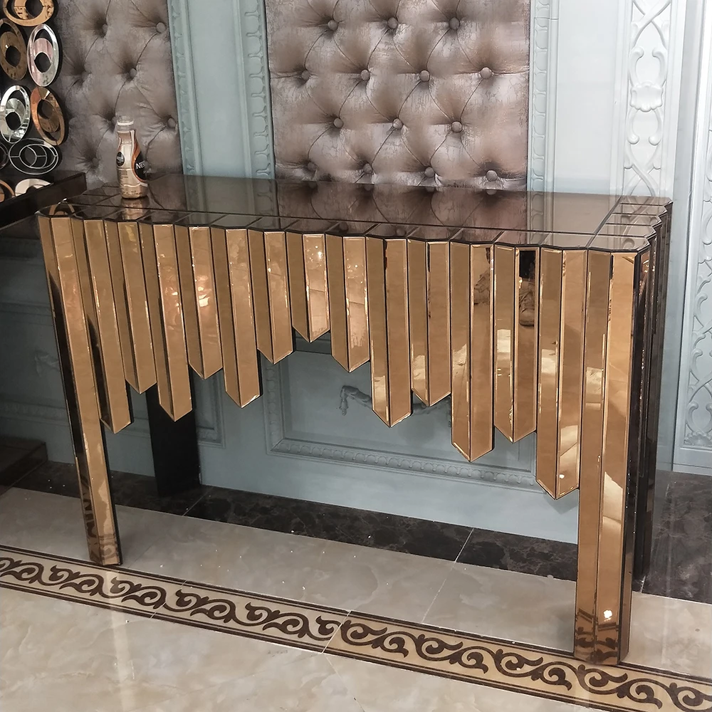 Modern Sparkle Diamond Crush Nest Of 3 Mirrored Side Tables Buy