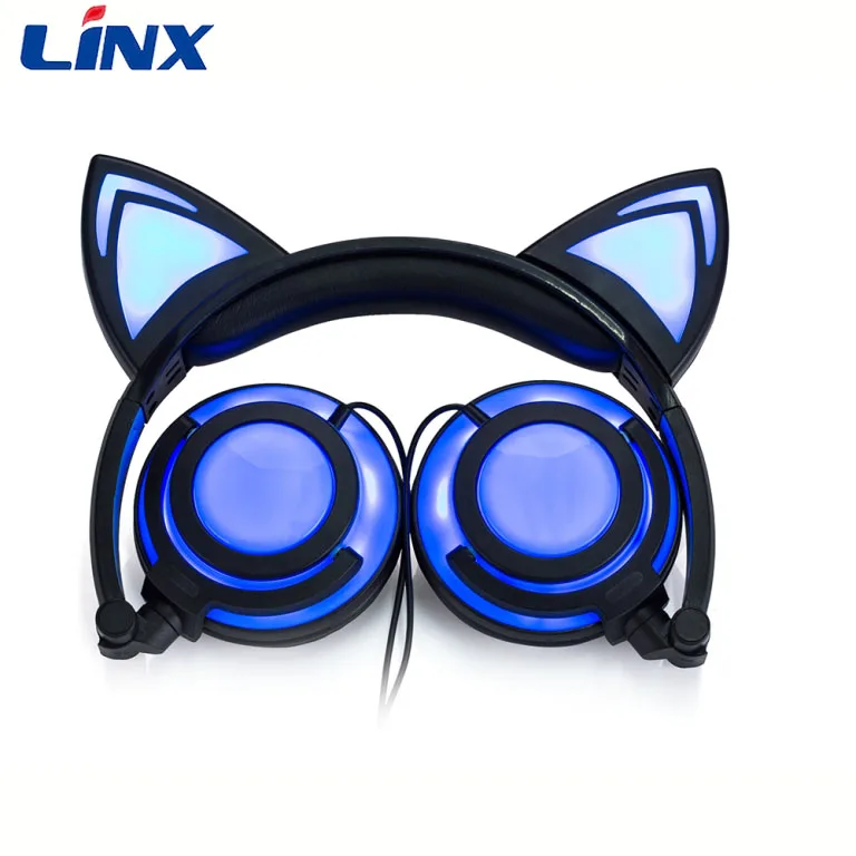 

Cat ear Headsets Earphone with LED Flashing Light for cell phones,Android Mobile Phone,PC Laptop Computer, Black;white;multi color;oem color