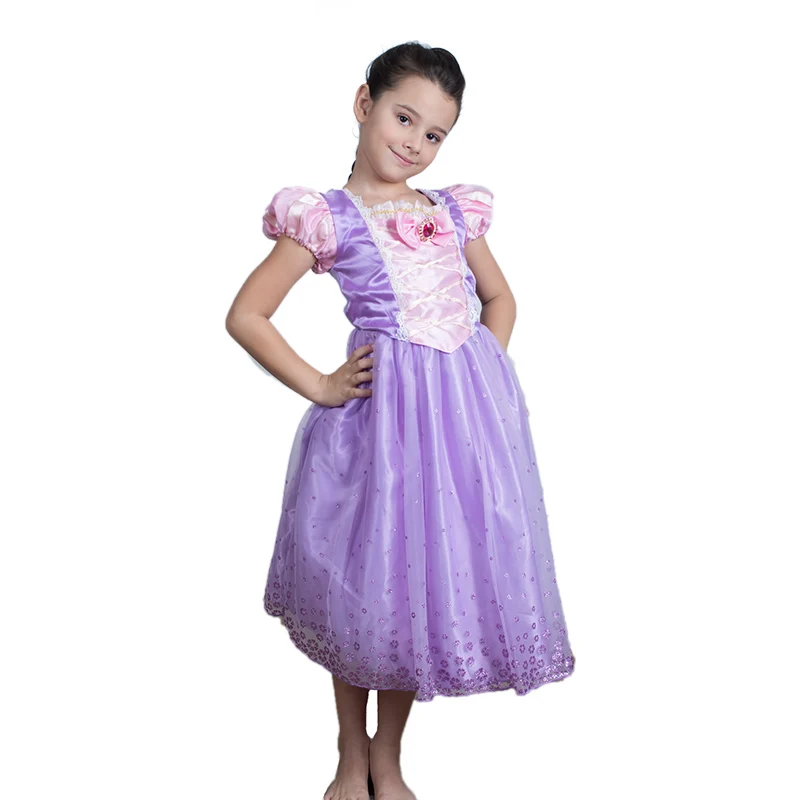 Girls Rapunzel Dress Kids Summer Princess Cosplay Costume for Carnival Halloween Costume