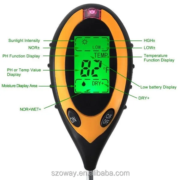 Details about   4in1 Soil Meter Thermometer Plant Earth Soil Ph Moisture Light Temperature Tools 