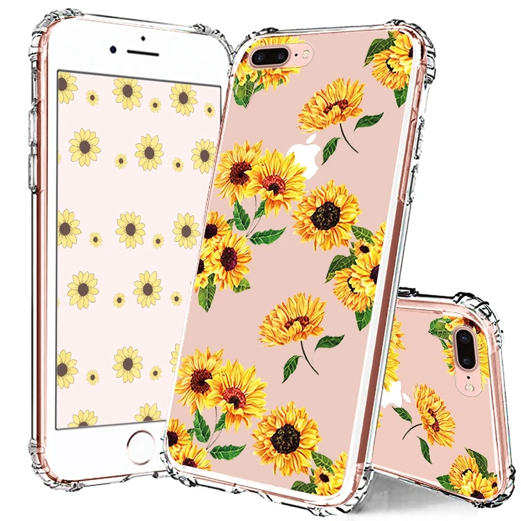 

HOCAYU Amazon Hot Clear Floral Case For Iphone 6Plus 7Plus 6 7 8 Plus 6S , Flexible Tpu Bumper Cover