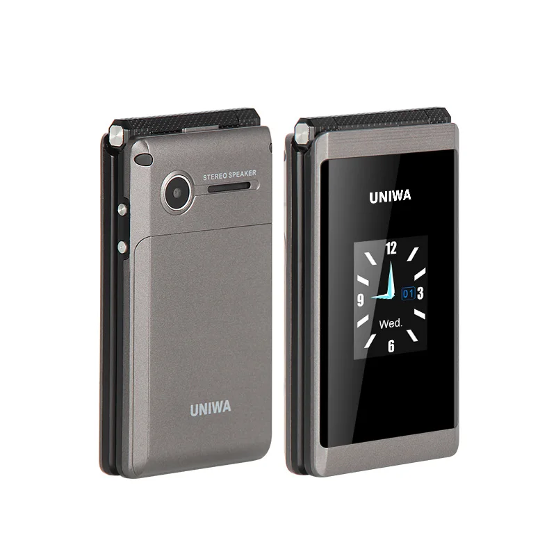 

Free Shipping 2.8 Inch Dual Screen SOS Big Button UNIWA X28 Keypad GSM Flip Wholesale Mobile Phone