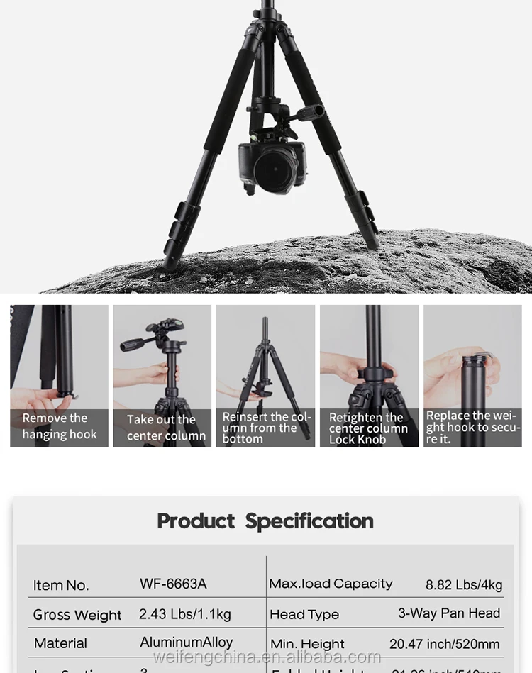 professional portable camera stand with 3/8 screw high quality Aluminum alloy  great tripod for dslr phone