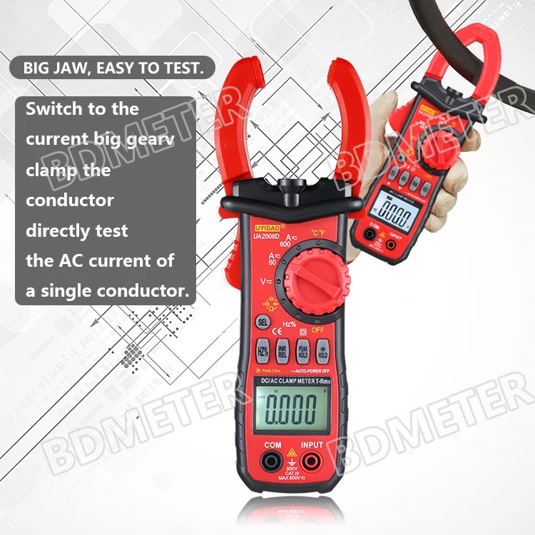 AC DC current tongs amperimetro Clamp Meter diagnostic-tool escapamento Digital pinza amperimetrica UA2008D