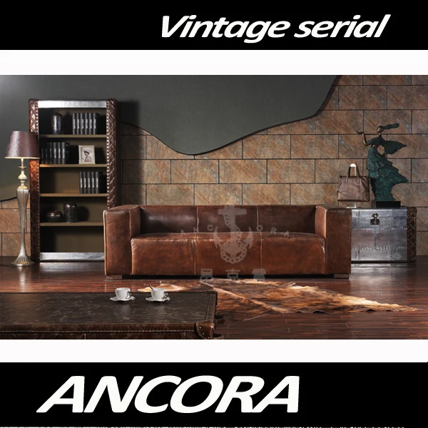 Mechones botón tapizados sofás de cuero/estilo retro vintage de cuero