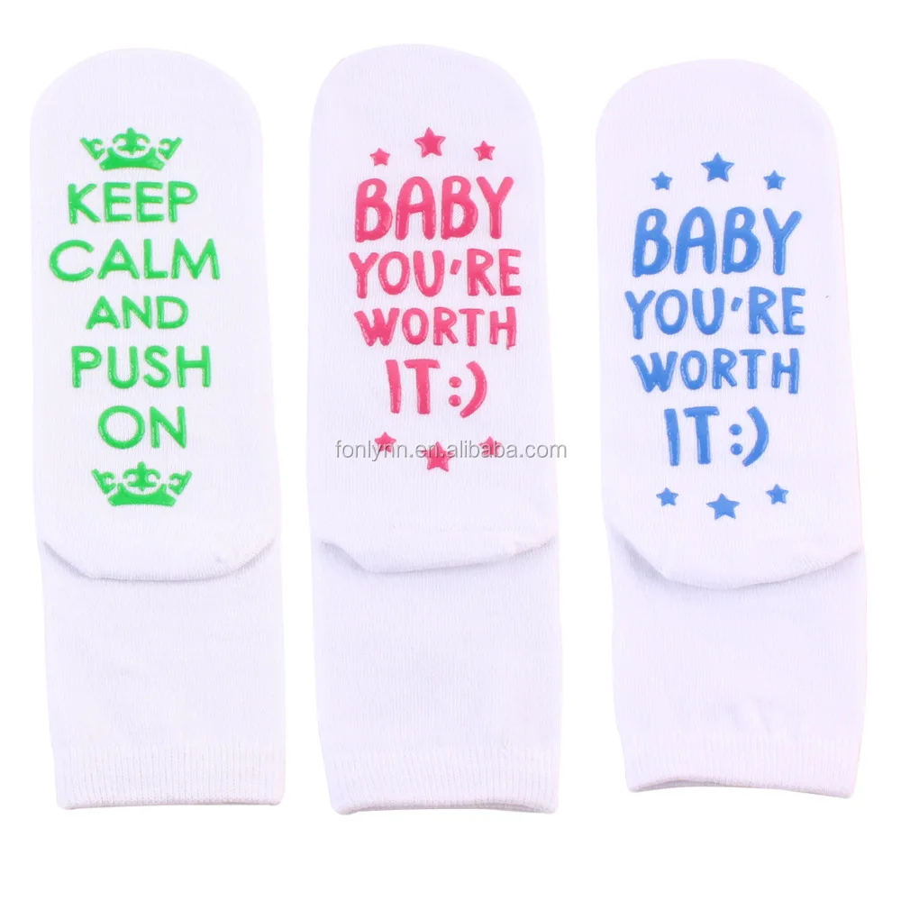 baby your are worth it Baby Shower Gift Mom To Be Pregnancy Present push ready womens socks with writing novelty socks