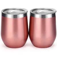 

Custom Logo Vaccum Insulated Wine Cup with Lid Rose Gold, 12oz Double Wall Insulated Termos Wine Glass Tumbler^