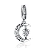 Forewe Real 925 Sterling Silver Pendant Charm The moon Represents My Heart Beads Fit Bracelets DIY Jewelry Making Accessories