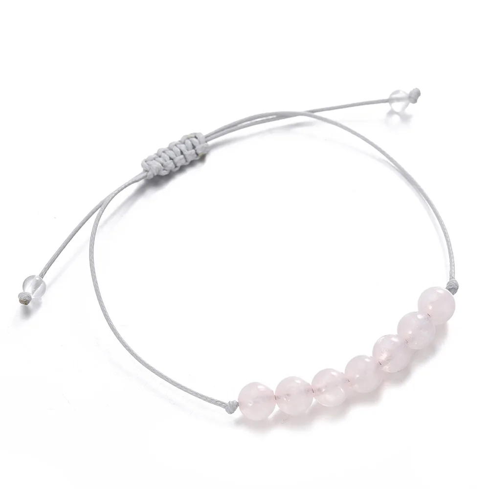 

Factory Wholesale Jewelry Custom Crystal Point Bracelet Natural Gemstone 8MM Rose Quartz Stretch Crystal Bracelet for Yoga, Customized color