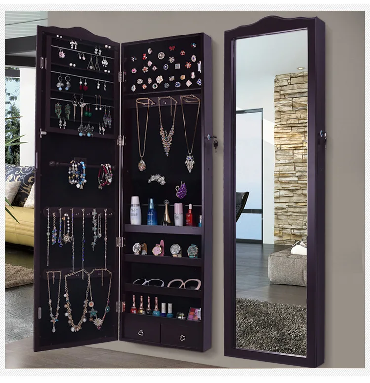 Customized Bedroom Decorative Floor Led Standing Mirror Wheels Wooden