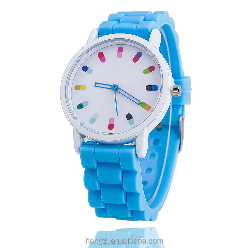 

Silicone Wrist Watch Fashion Candy Color Silicone Quartz Geneva Women Wrist Watch Relogio Feminino Gift