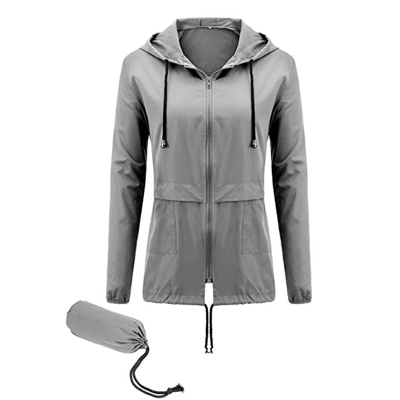 Amazon Hot Sell Pinghu FASHION Chinese Manufacturer 2019 OEM Custom Women Raincoat Waterproof Lightweight Hooded Rain Jacket