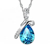 

Tears of angels blue crystal Necklace Chain High Quality silver jewelry necklace made of yiwu