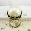 Charm Large Pearl Antique Bronze Plated Metal Alloy Ring