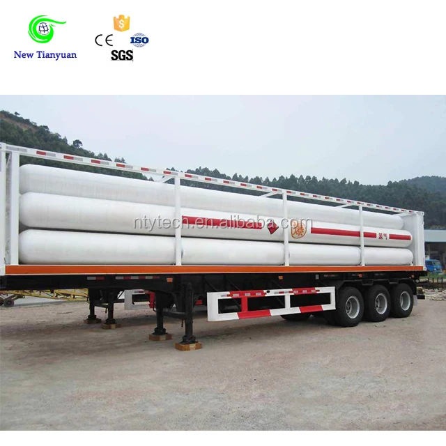 Payload CNG 7250Nm3 Working Pressure 25Mpa 10-Jumbo-Tube Container Semi-trailer