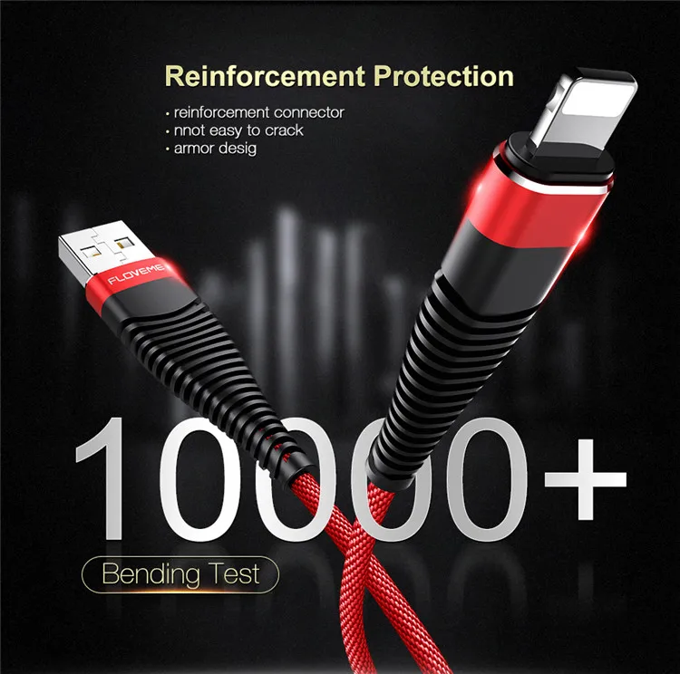 1M Usb Cable FLOVEME 5V/2A Charger 480Mbps Data Transfer High Tensile Braided Mobile Phone Cable - ANKUX.COM