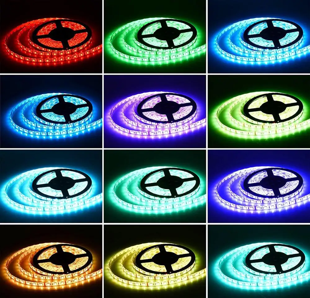 SMD 5050 Waterproof 5M 300leds RGB Color Changing Flexible LED strip Lights with12V 5A Power Supply kit