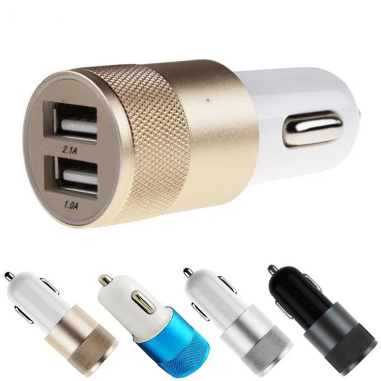 

Best Metal Dual USB Port Car Charger Universal 12 Volt / 1 ~ 2 Amp for Apple iPhone iPad iPod / Samsung Galaxy Droid